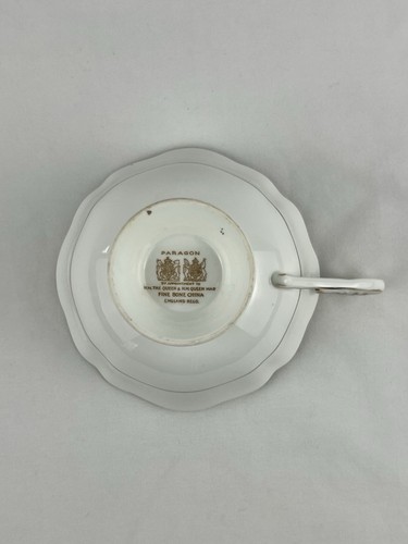 VTG Paragon Bone China DBL WARR Blue Gold Pink Cabbage Rose Teacup & Saucer EUC - Picture 6 of 10