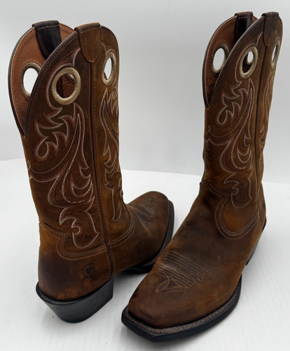 Ariat Sport Mens Boots Sz 8.5D Brown Leather Square Toe Western Boots 10017365 - Picture 3 of 11