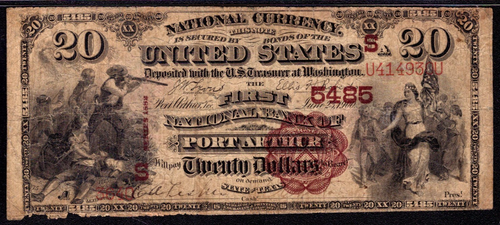 1882 BB $20 FIRST NATIONAL BANK NOTE CURRENCY PORT ARTHUR TEXAS PMG FINE 12 - Picture 3 of 4