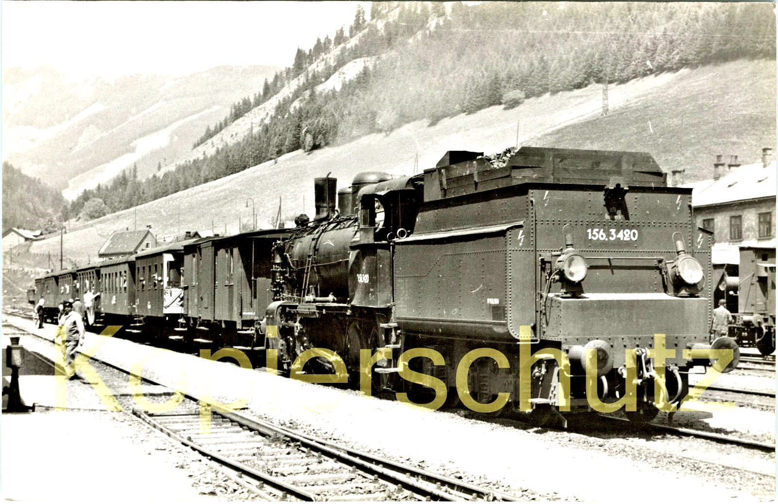 Foto - BBÖ 156.3420 (56 3420) in Vordernberg um 1955 - Bild 1 von 1