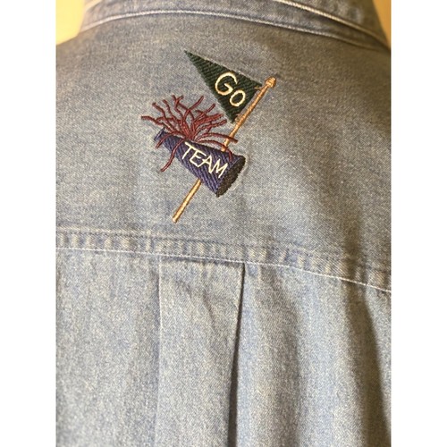 Camicia Christopher & Banks Denim MAMMA Donna TG M Sportiva Ricamata Cheer Go Team - Foto 7 di 10