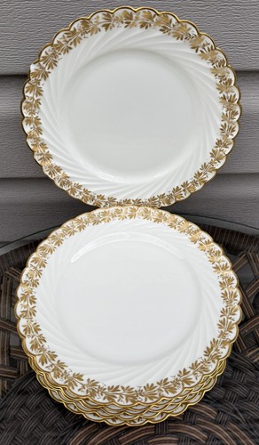 6 Haviland H&Co Limoges France Scalloped Gold Leaves B&B Plates ca 1876-89 - Picture 2 of 6