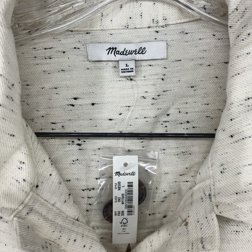 NUEVO CON ETIQUETAS Madewell Marfil Moteado Denim Chaqueta Mujer Talla Grande Algodón Botón Frontal - Imagen 2 de 17