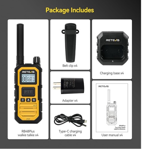 Retevis RB48 Plus IP67 Waterproof Heavy Duty Long Range 2 Way Radio GMRS Radio - Picture 3 of 18