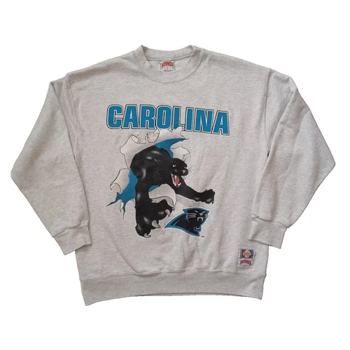 Vintage Nutmeg Carolina Panthers Sweatshirt Mens L Gray Graphic NFL 90s USA