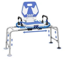 Sliding Shower Chair Swivel Tub Transfer Bench with Backrest and 400lbs Capacity