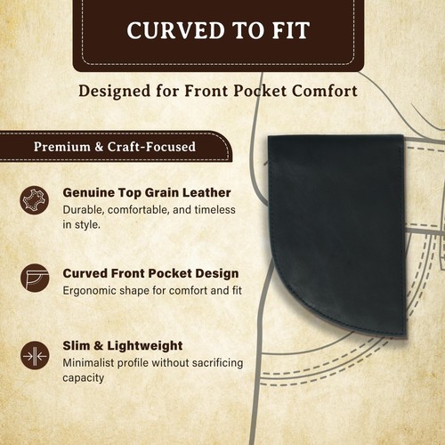 Curved Front-Pocket Geldbörse - Fronttasche Geldbörsen für Herren mit 3 Kartenfächern, Pl... - Bild 2 von 7