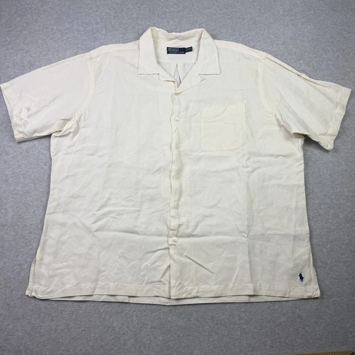 Polo Ralph Lauren Silk Short Sleeve Button-Up Casual Button-Down
