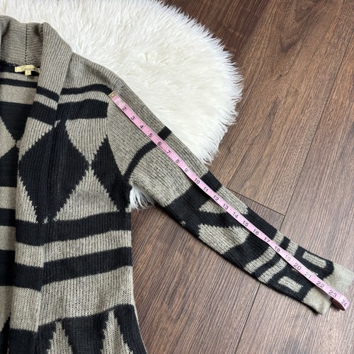 CECICO Damen kleine Langarm volle Länge schwarz & grau offene Strickjacke Pullover - Bild 8 von 13