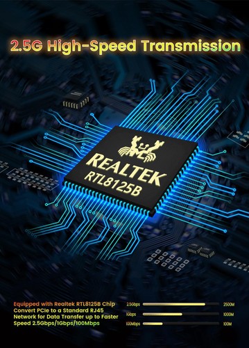 2.5G Base-T PCIe Network Adapter, Realtek RTL8125B 2.5Gbps/1Gbps/100Mbps PCI ... - Picture 2 of 6