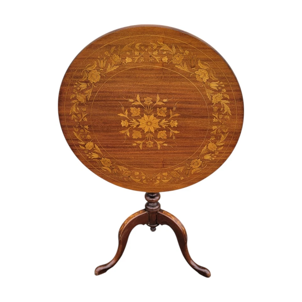 Mesa inclinável embutida de mogno década de 1920 – Mesa central com pedestal estilo Queen Anne - Imagem 3 de 4