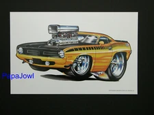Muscle Machines Print Art Poster Plymouth 1970 Hemi Cuda Rohan Day 11" by 17"