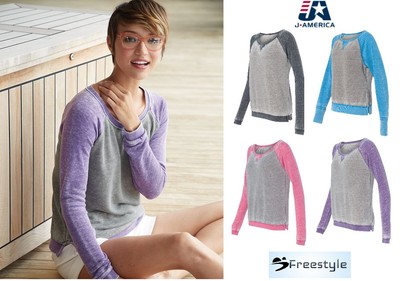 America-Ladies Zen Fleece Raglan Sleeve Crewneck Sweatshirt-8927 J