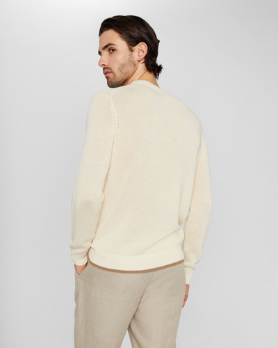Club Monaco man plaited crew chandails white/blanc size M - Picture 2 of 4