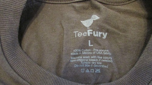 Adult Size Large Brown Short Sleeve Graphic Father Son Camp Out T-shirt Tee Fury - Picture 3 of 3