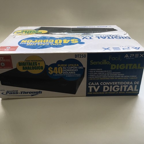 Apex DT250 Digital TV Converter Box w Analog PassThrough w Remote New Sealed - Picture 2 of 6