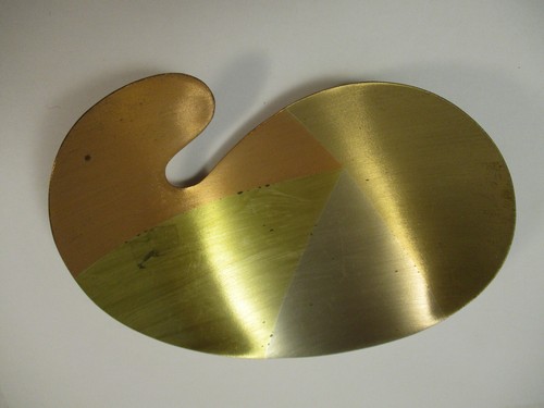 Vintage MCM Mexico Mixed Married Metals Brass Copper Dish Tear Shape - Picture 1 of 5