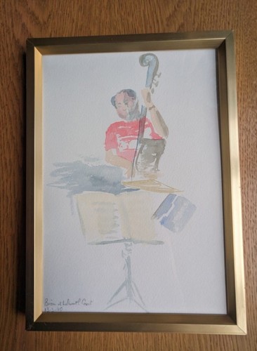 MUSICIAN by DAPHNE McSEAN ORIGINAL FRAMED WATERCOLOUR  - Picture 1 of 6