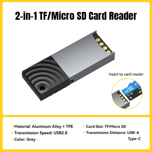 Essager 2-en-1 USB-C et USB 2.0 Lecteur de Carte Micro SD/TF Téléphone Haute Vitesse Ordinateur Portable - Photo 7/8