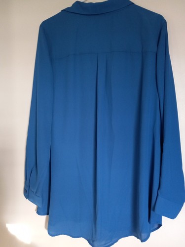 Christopher & Banks Blue Button Up Women's Long Sleeve Top Sz L NEW - Picture 3 of 3