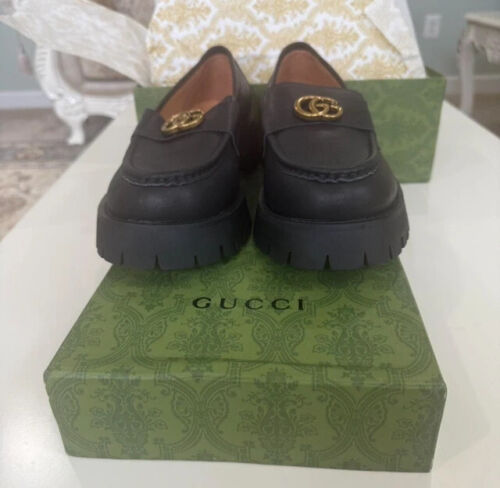 Women's Gucci Leather Lug Sole Loafer Womens Size 46