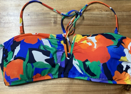 Lauren Ralph Lauren Size 12 Printed V-Wire Bandeau Bikini Top New - Picture 2 of 4