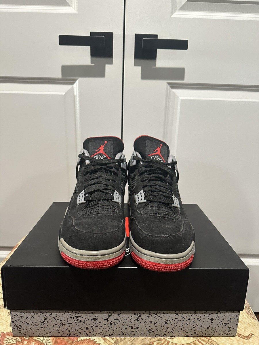 Nike Air Jordan 4 Retro Bred Black/Fire Red Cement 2019 size