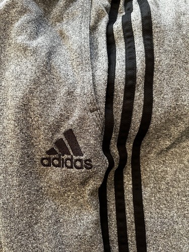 Adidas Soccer Sweatpants Youth Boys Size Small Gray Skinny Fleece Climawarm - Picture 3 of 5