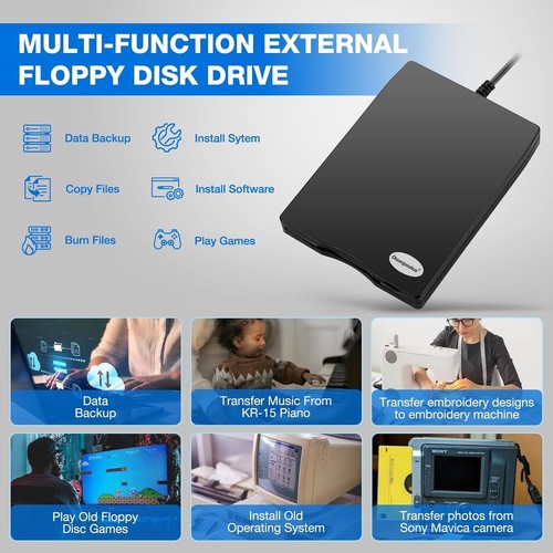 Floppy Disk Reader, 3.5 inch 1.44mb External USB Type A/C Floppy Disk Drive f... - 第 5/14 張圖片