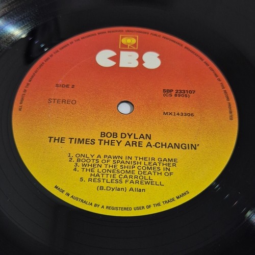 BOB DYLAN - 'The Times They Are A-Changin' 12" Vinyl LP Record AUST. PRESSING - Picture 8 of 8