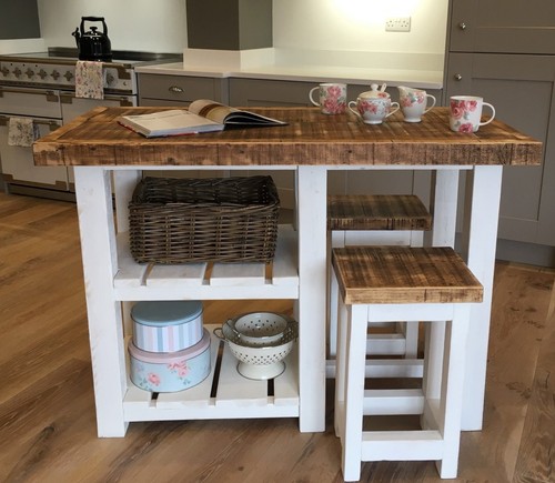 Rustic Farmhouse Kitchen Island Table And 2 X Stools Made To Order Rustic Farmhouse Kitchen Island, Rustic Kitchen Island Table