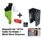 Porte Attache Câble Magnétique Hi-Vis avec 200 Attaches Câble + Porte Gant Magnétique