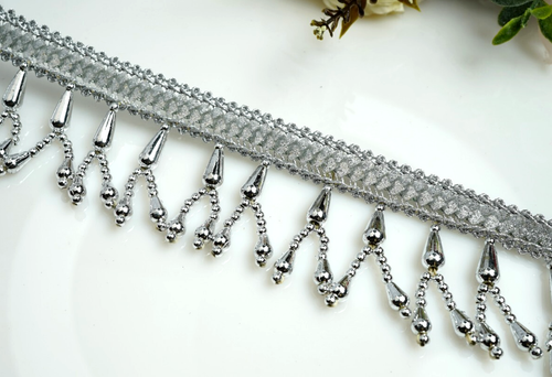 1 meter Beaded Fringe Drop Shape Pearl Vintage Style Trim Ribbon Sewing on Edge - Picture 17 of 18