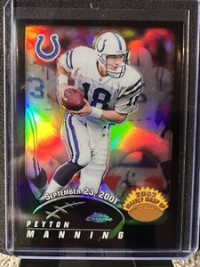 2002 Topps Chrome Peyton Manning Weekly Wrap Up - Black Refractor #/599