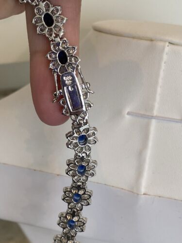 Charles Winston Sterling Silver Blue & Clear Cubic Zirconia Statement Necklace - Picture 3 of 10
