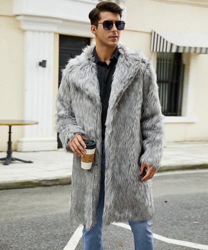 Pelz Herren Mantel, kältebeständige Plüsch Longjacke - Bild 20 von 24