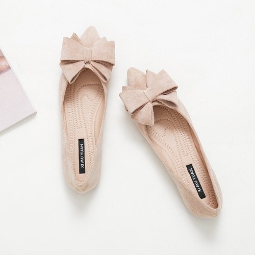 Große Größe Schleife flache Slipper Büroschuhe spitz zulaufend Boote Ballerina - Bild 5 von 18