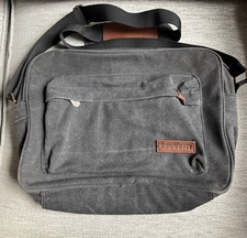 LAPTOP BAG CHARCOAL GREY FABRIC LONG STRAP  CROSS BODY OR SHOULDER ADJUSTABLE