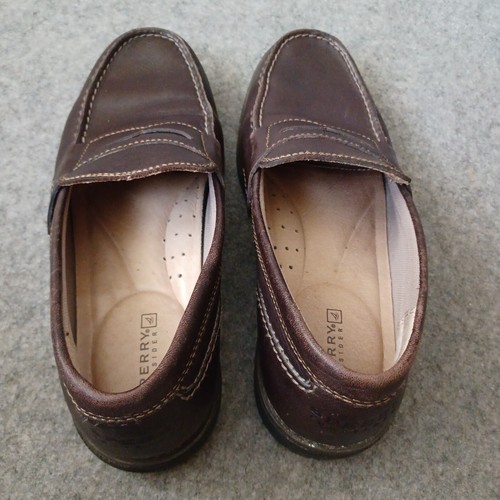 Sperry Top Sider Penny Loafers Mens 7.5 Brown Dark Burgundy Leather Shoes - Picture 9 of 12
