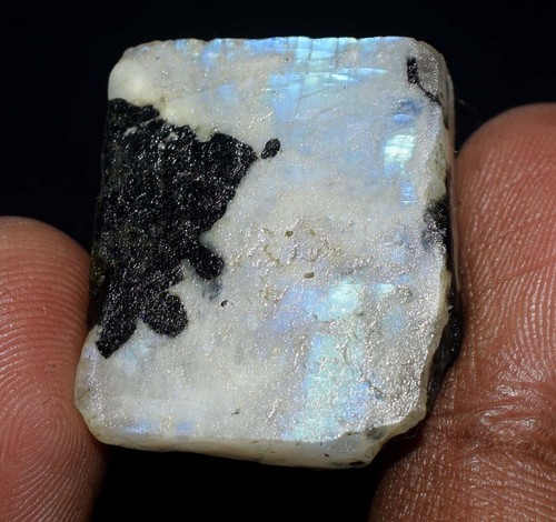 68,25 ct natürlicher weißer Regenbogen Mondstein 27 x 23 mm Edelsteine grob zertifiziert E919 - Bild 7 von 9