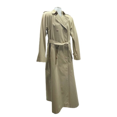 Vintage 70s FLEET STREET Womens 8 Classic Long Belted Trench Coat Overcoat BEIGE - Picture 3 of 24