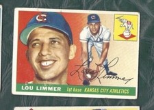 1955 Topps baseball card #54 Lou Limmer Kansas City Athletics A's VGEX no crease
