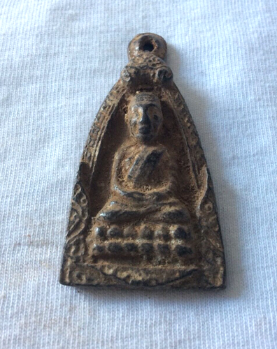 PLAQUE VOTIVE BOUDDHA BONZE VENERABLE TALISMAN ESPRIT amulette Thaïlande br48 - Picture 5 of 8