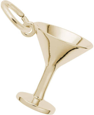 Martini Glas Charm von Rembrandt 10K oder 14K Gold oder Sterling Silber