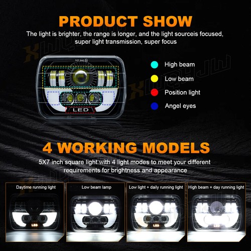 For Nissan Pickup Hardbody D21 2Pcs 7x6" LED Headlights DRL High/Low Beam NEW - Foto 4 di 14