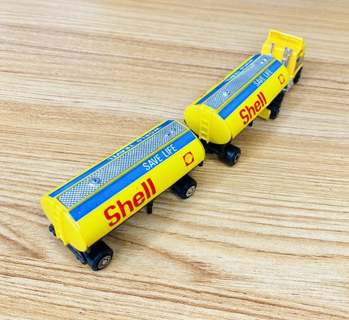 SHINSEI MINI POWER - YELLOW GMC TRUCK AND SHELL TANKER TANDEM - 1:128/HO SCALE - Picture 4 of 11