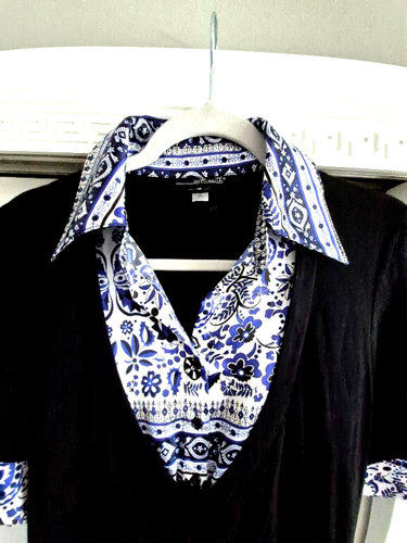 Willi Smith Lagenlook Bluse mit Oberteil schwarz Pullover Gr. M Kragen - Bild 5 von 16