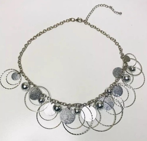 Apt 9 Boho Silber Ringe Kugeln Perlen Statement Cluster Kreise Latz Halskette - Bild 5 von 5