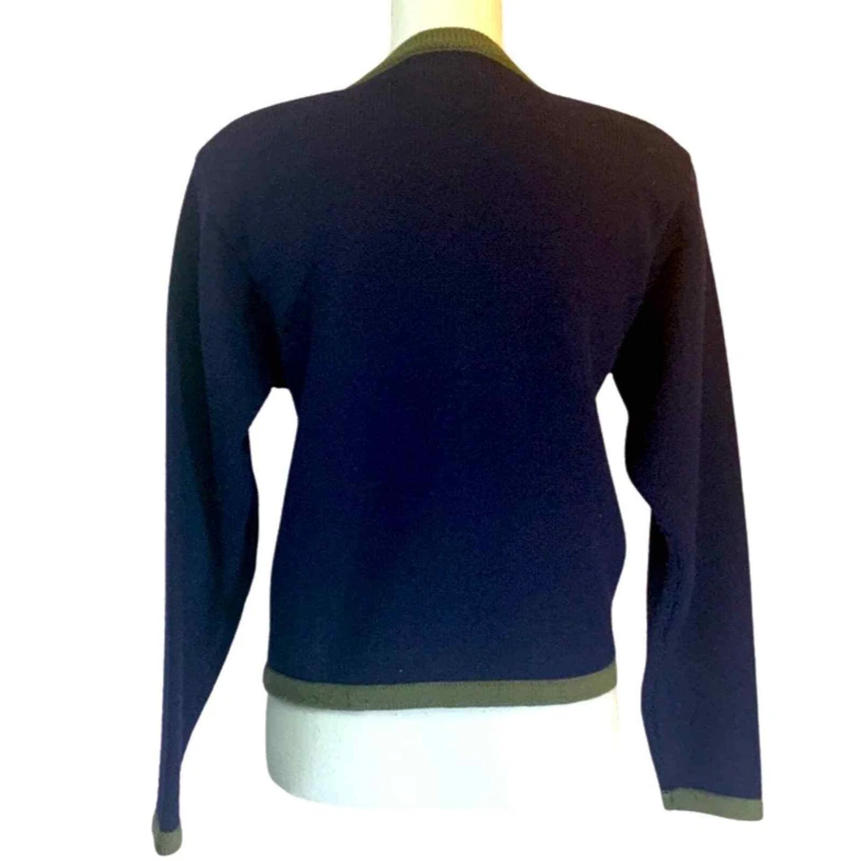 The Eagle’s Eye vintage embroidered sweater, navy/green, worsted wool, size M - Image 3 of 4