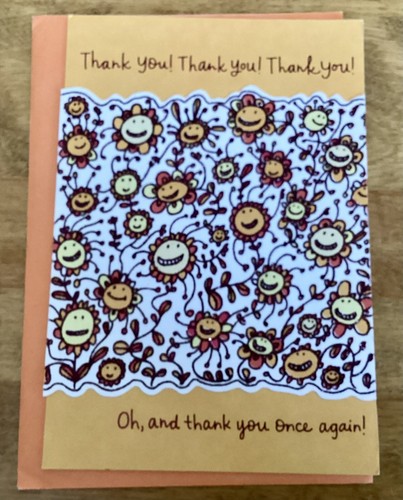 VTG HALLMARK Thank You Card W/Envelope, Happy Flower Faces, Simple Message, New!